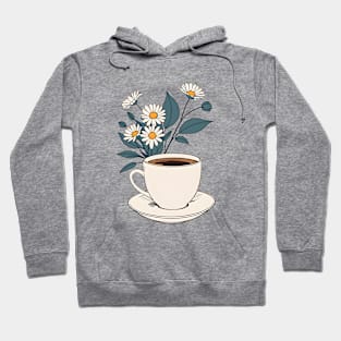 aesthetic cup of coffee withh blooming flowers Hoodie